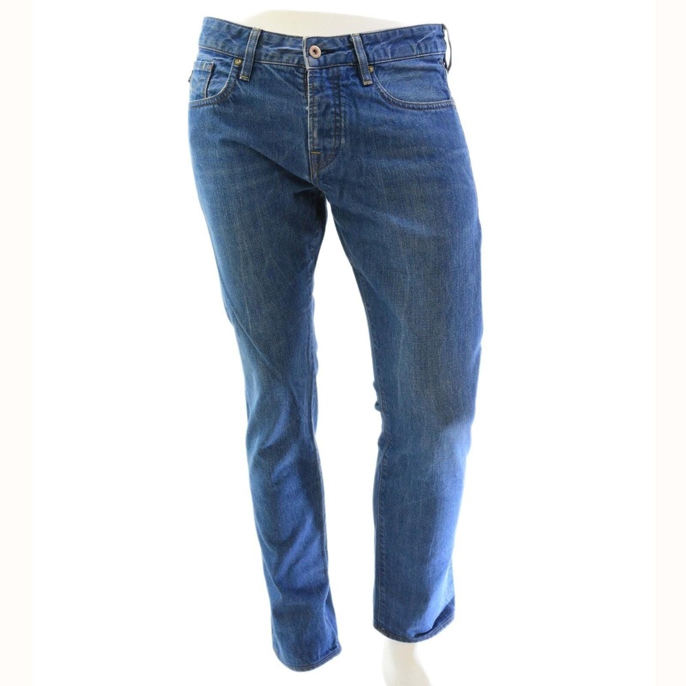 Scotch & Soda Ralston Jeans Mens 33 Blue Wash Straight Leg Low Rise Button Fly